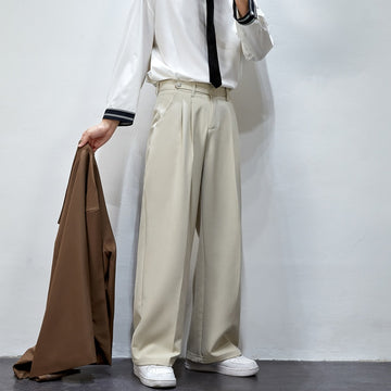 Men's Solid Color Wide Leg Casual Suit Pants  Fashion Streetwear Ins Men Trousers Harajuku Loose Unisex Pants aidase-shop